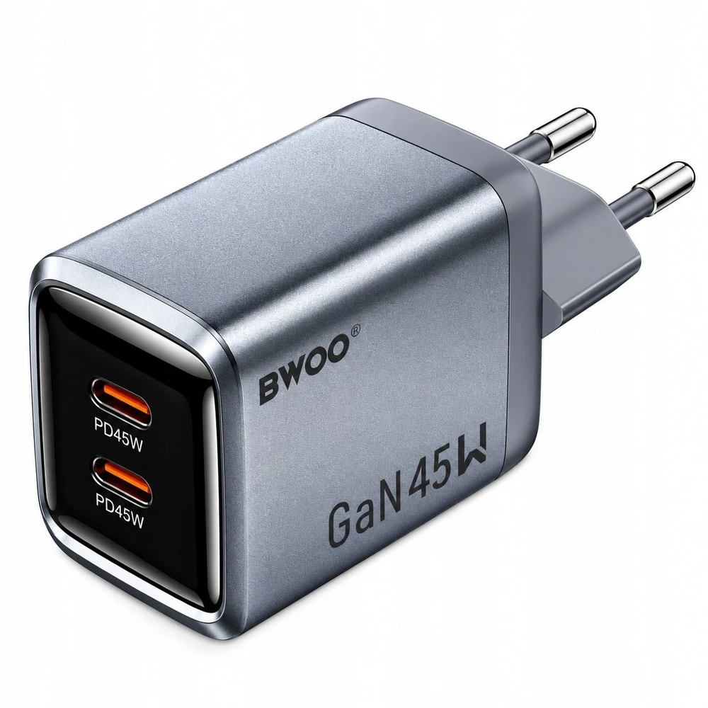 Mathorn BWOO BO-CDA239 wall charger 2xUSB-C 3A PD 45W pilkas with PPS