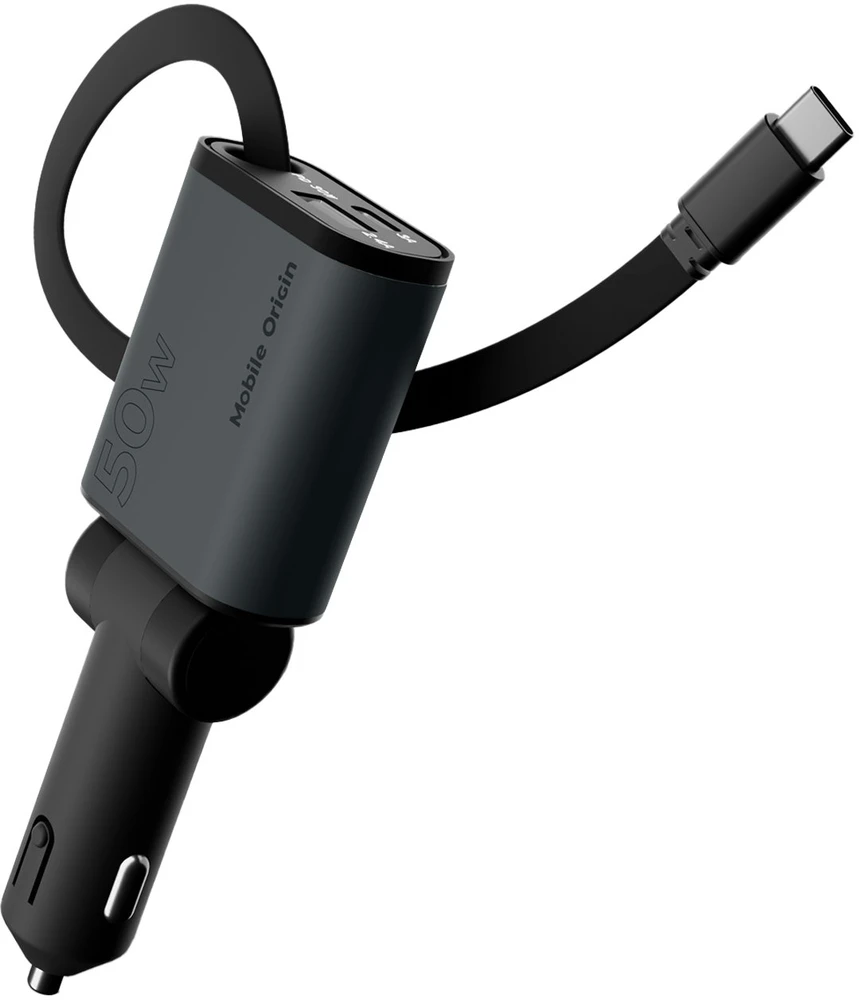 Mobile Origin 3in1 50W automobilinis įkroviklis CA27 – USB-C + USB-A, USB-C laidas