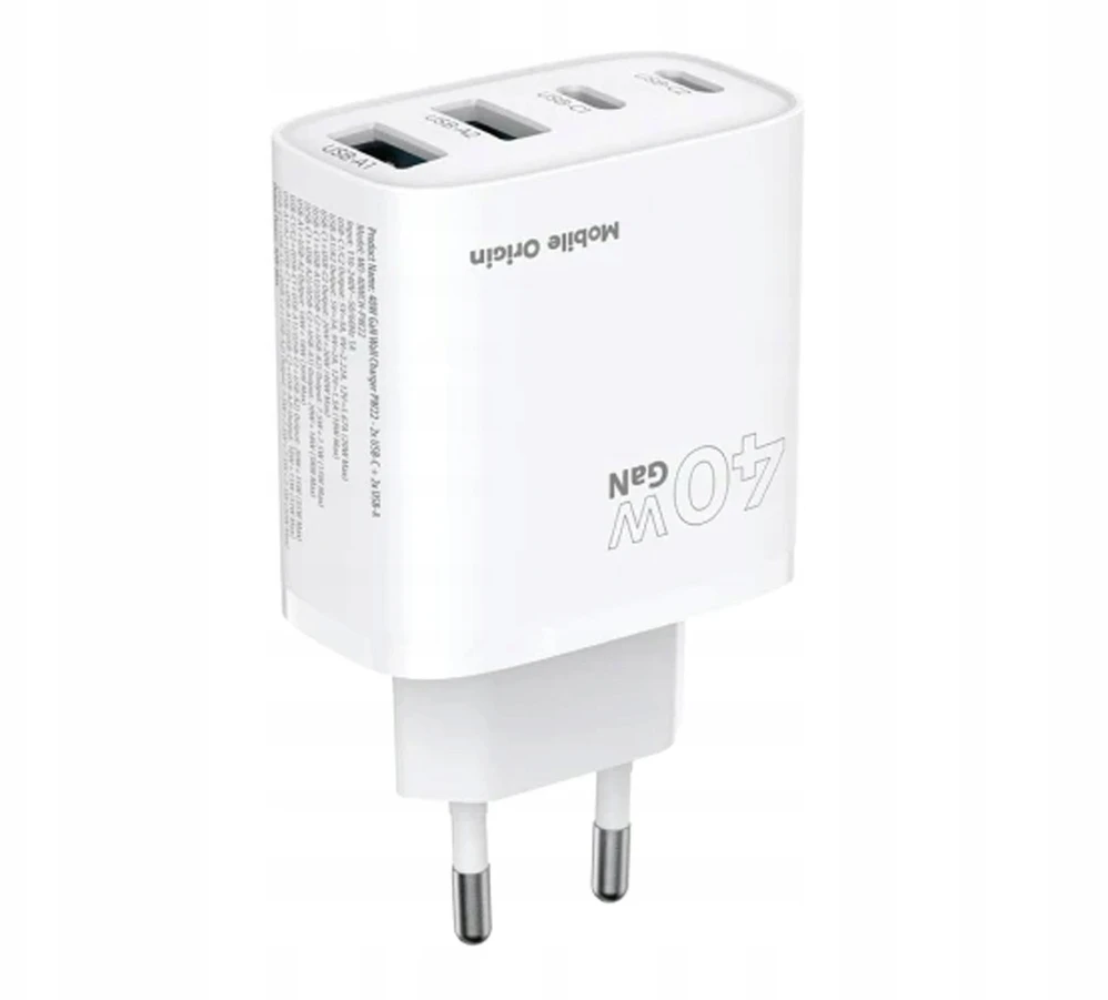 Įkroviklis Mobile Origin 40W GaN sieninis įkroviklis PW22 - 2x USB-C + 2x USB-A