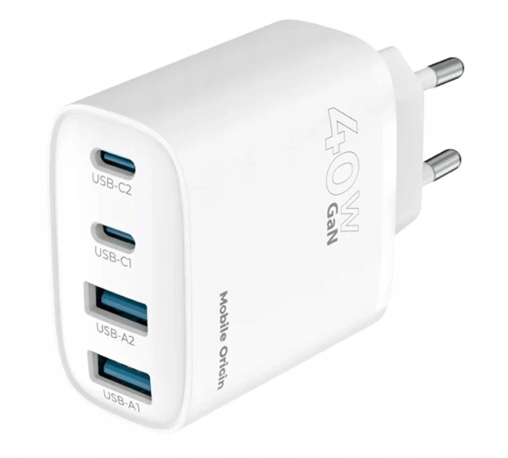 Įkroviklis Mobile Origin 40W GaN sieninis įkroviklis PW22 - 2x USB-C + 2x USB-A