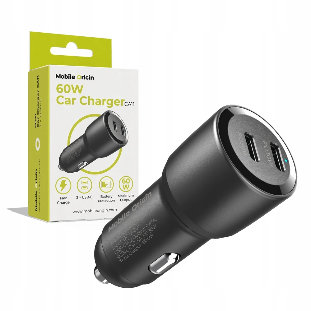 Automobilinis įkroviklis Mobile Origin Car Charger 60W 2 USB-C, CA11