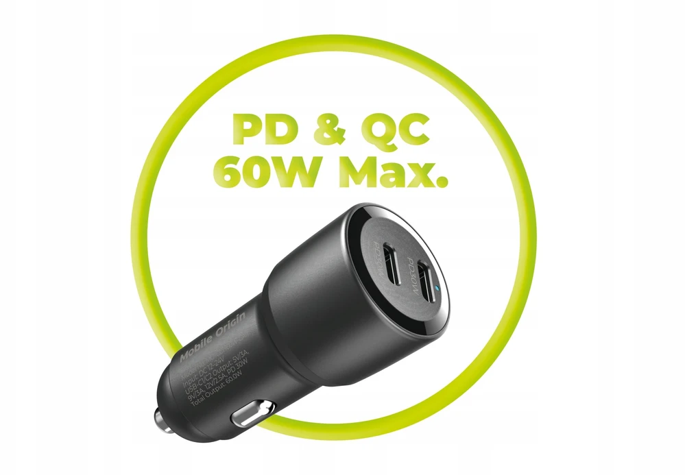 Automobilinis įkroviklis Mobile Origin Car Charger 60W 2 USB-C, CA11