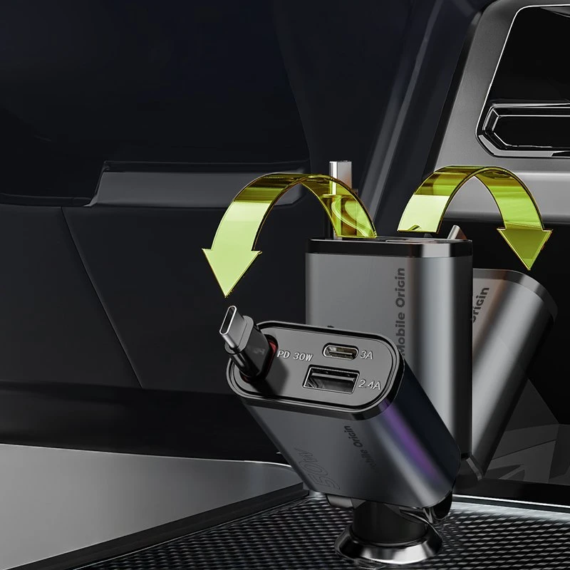 Mobile Origin 3in1 50W automobilinis įkroviklis CA27 – USB-C + USB-A, USB-C Cable