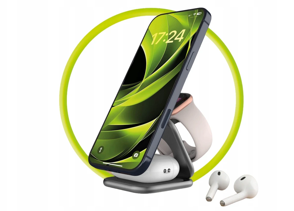 Mobile Origin 3 viename Qi2 25W ultraplonas sulankstomas įkroviklis PW36 suderinamas su MagSafe kosminė pilka