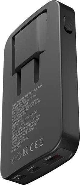 Mobile Origin 65W GaN III plonas įkroviklis, dvigubas USB-C, vienas USB-A, juodas