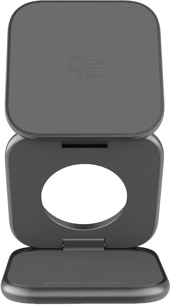 Mobile Origin 3 viename Qi2 25W ultraplonas sulankstomas įkroviklis PW36 suderinamas su MagSafe kosminė pilka