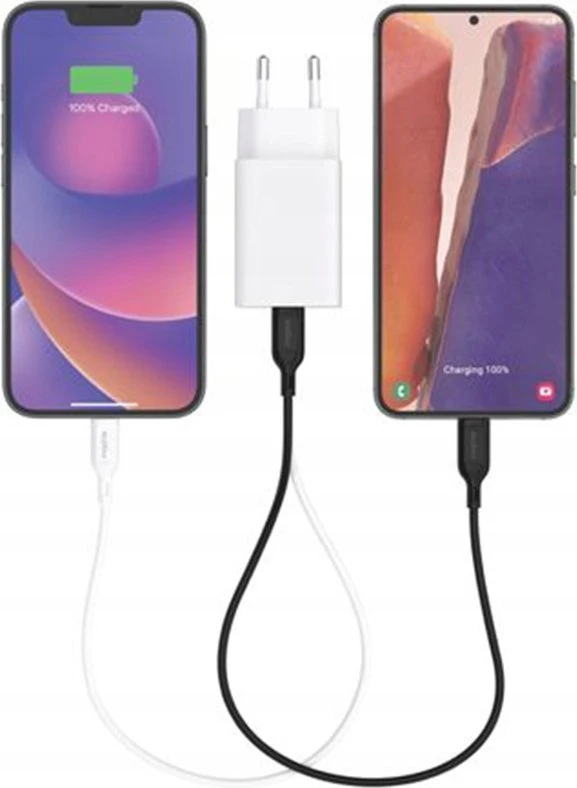 „Mophie Essentials“ maitinimo adapteris, dvigubas USB-C, PD, 50 W, ES, Baltas