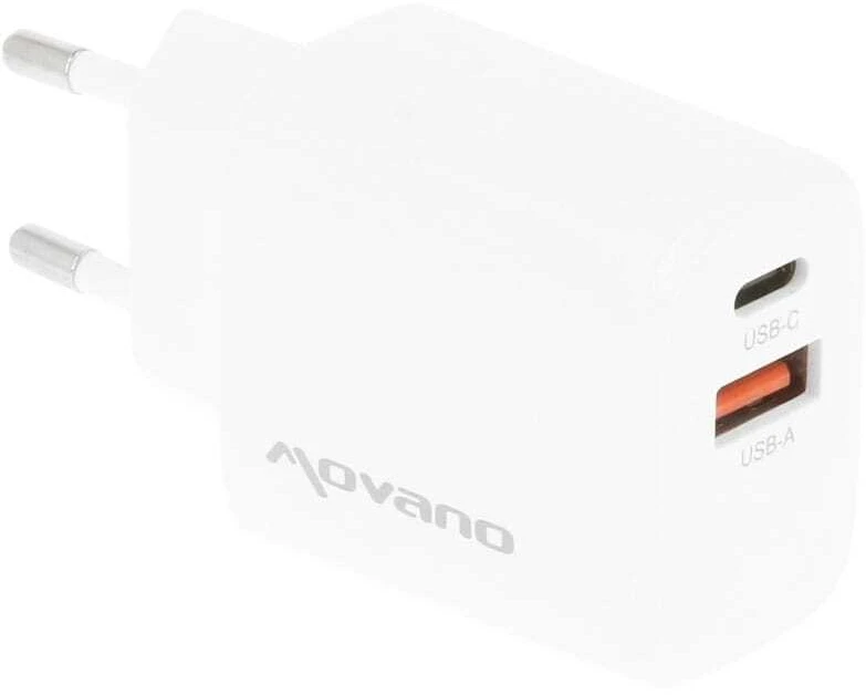 Įkroviklis Movano GaN 30W USB-C PD + USB-A (baltas)