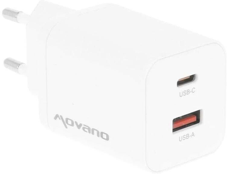 Įkroviklis Movano GaN 45W USB-C PD + USB-A (baltas)