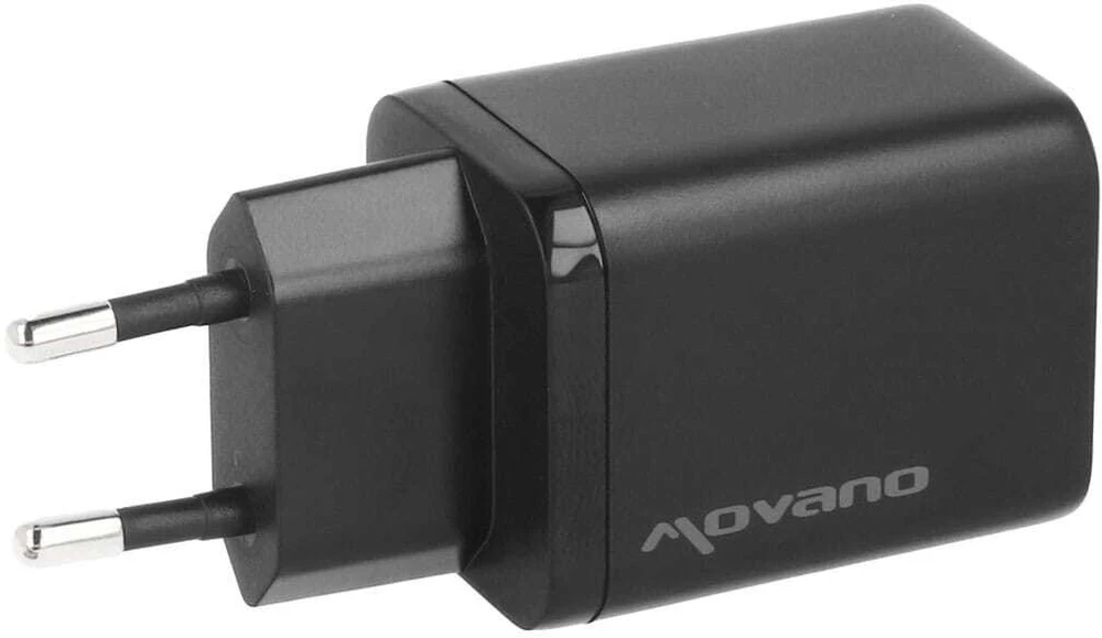 Įkroviklis Movano GaN 45W USB-C PD + USB-A (juodas)