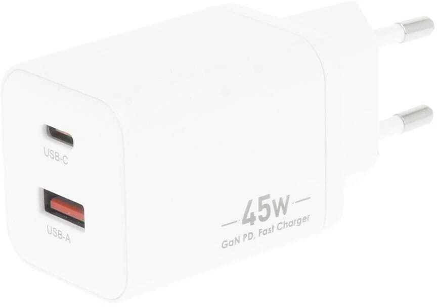 Įkroviklis Movano GaN 45W USB-C PD + USB-A (baltas)