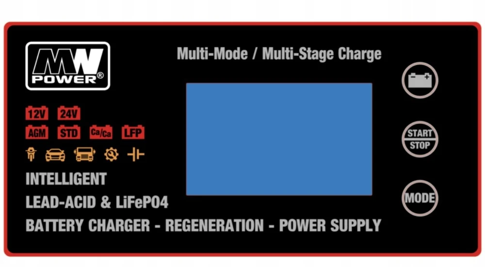 MWPower įkroviklio valdymo skydelis su LCD ekranu