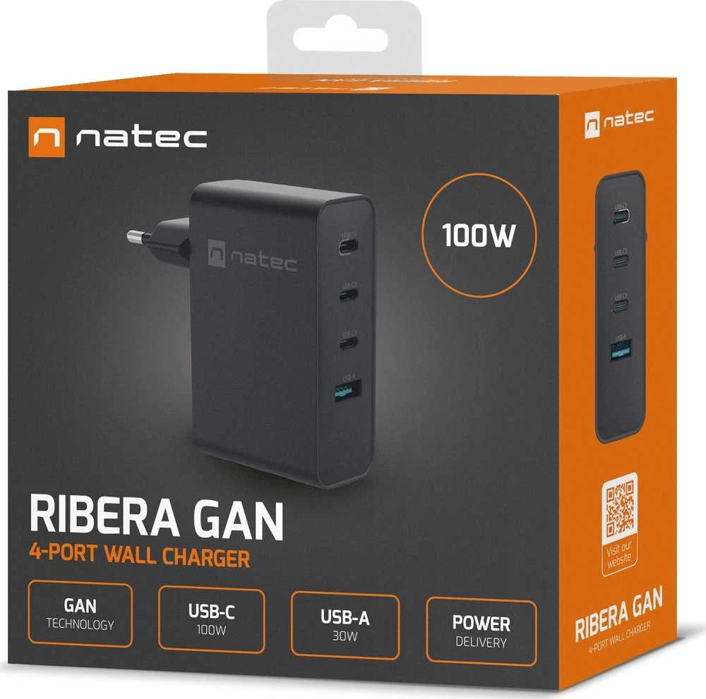 NATEC NUC-2234 mobile device charger Nešiojamas kompiuteris, Išmanusis telefonas Juodas AC Fast charging Indoor