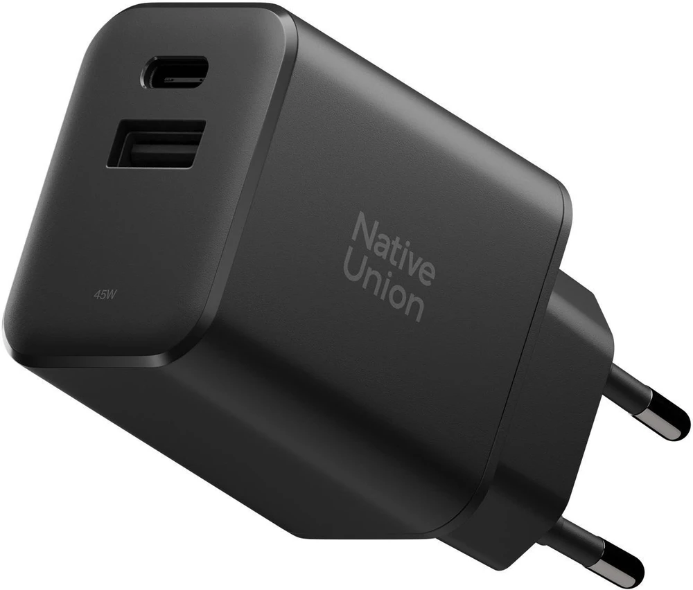 Native Union Fast GaN įkroviklis PD 45W (2 jungtys), juodos spalvos