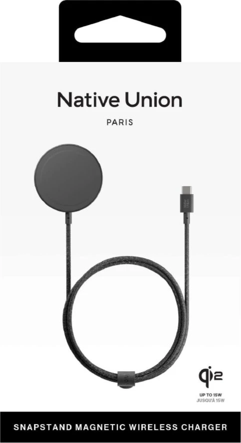 „Native Union Snapstand Qi2“ belaidis įkroviklis, juodas