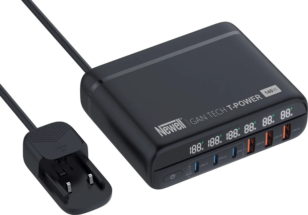 Newell GaN Tech T-power 140 W tinklo įkroviklis su adapterio rinkiniu