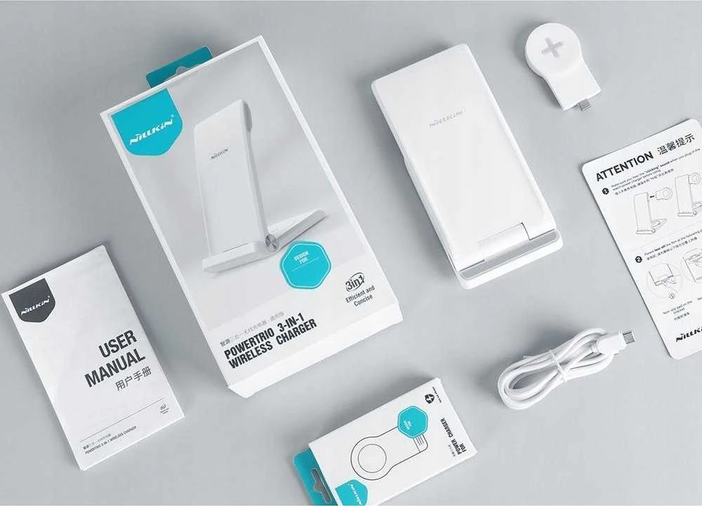 Nillkin PowerTrio 3in1 belaidis įkroviklis Samsung Watch baltos spalvos