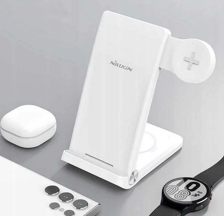 Nillkin PowerTrio 3in1 belaidis įkroviklis Samsung Watch baltos spalvos