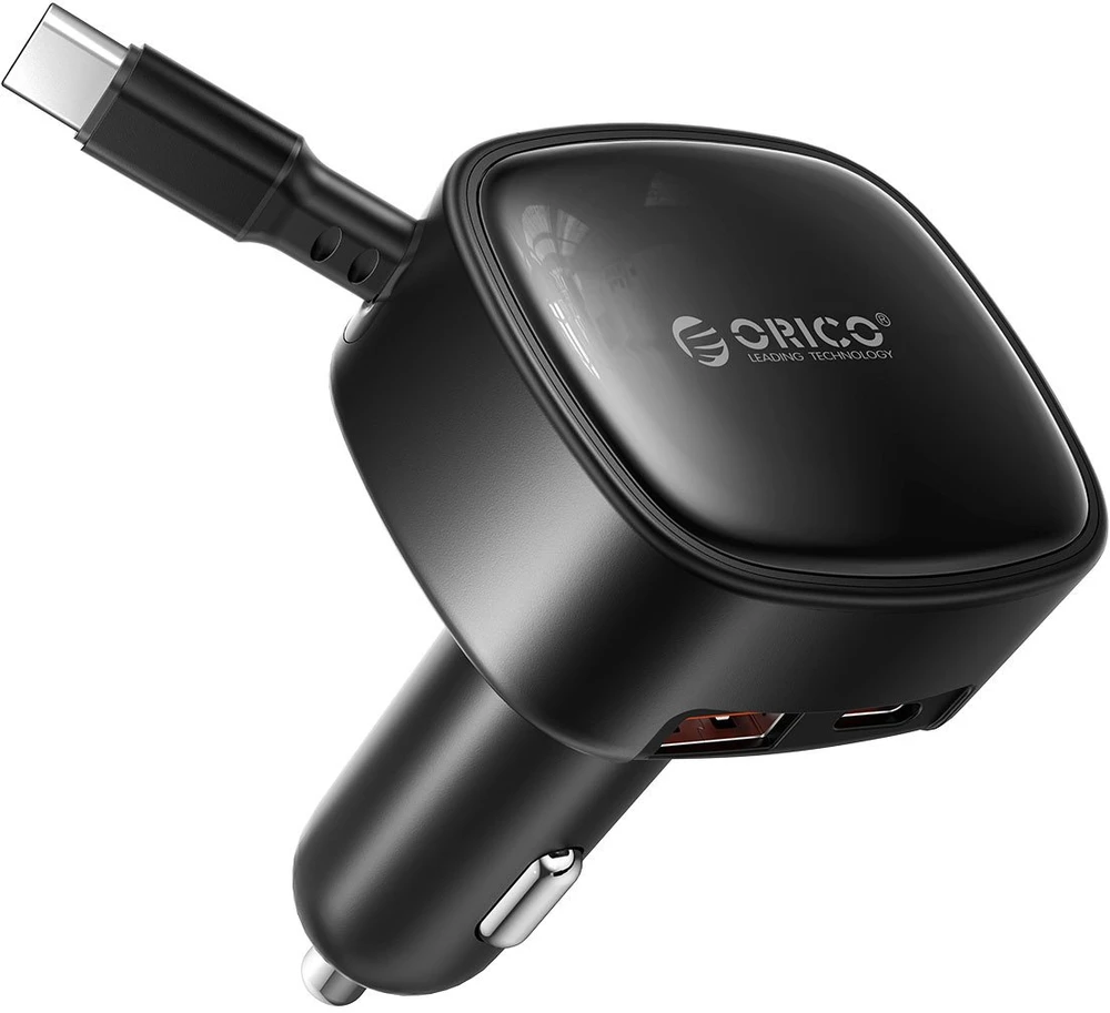 Orico Automobilinis įkroviklis 66W su įmontuotu susukamu USB-C kabeliu