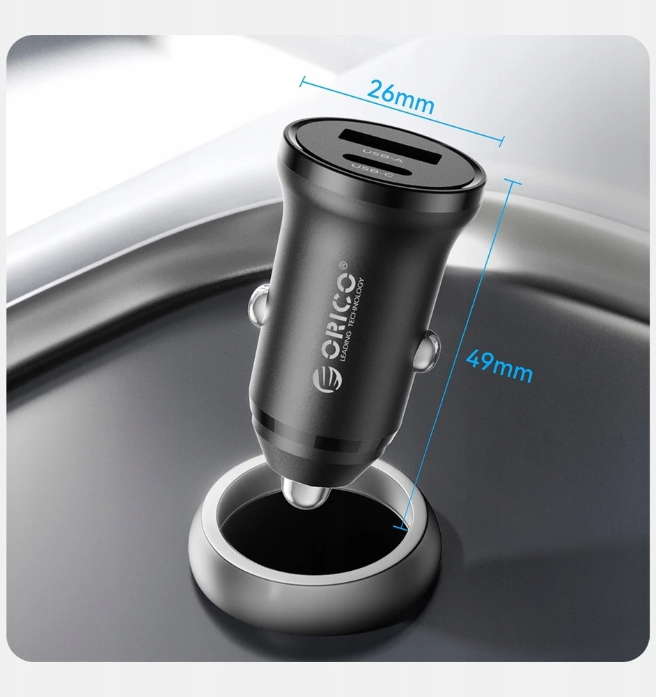 Orico automobilio įkroviklis PD 65W, USB-C, USB-A