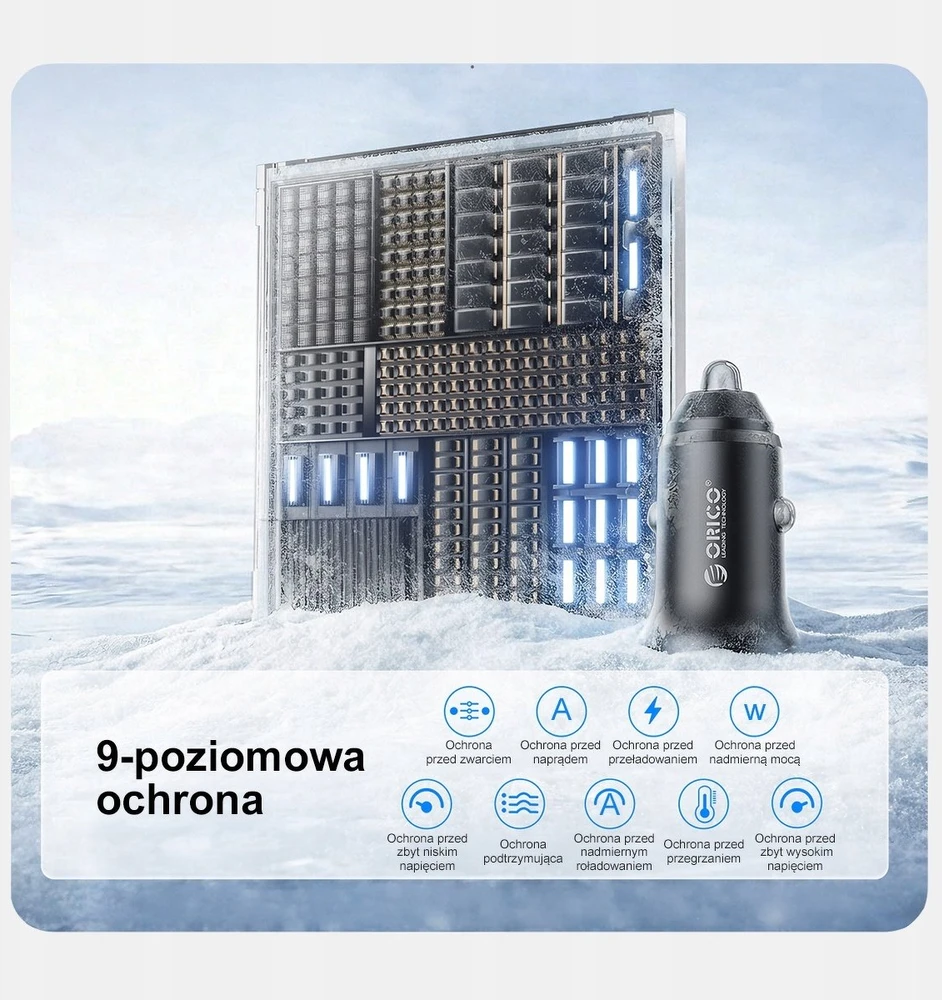 Orico automobilio įkroviklis PD 65W, USB-C, USB-A