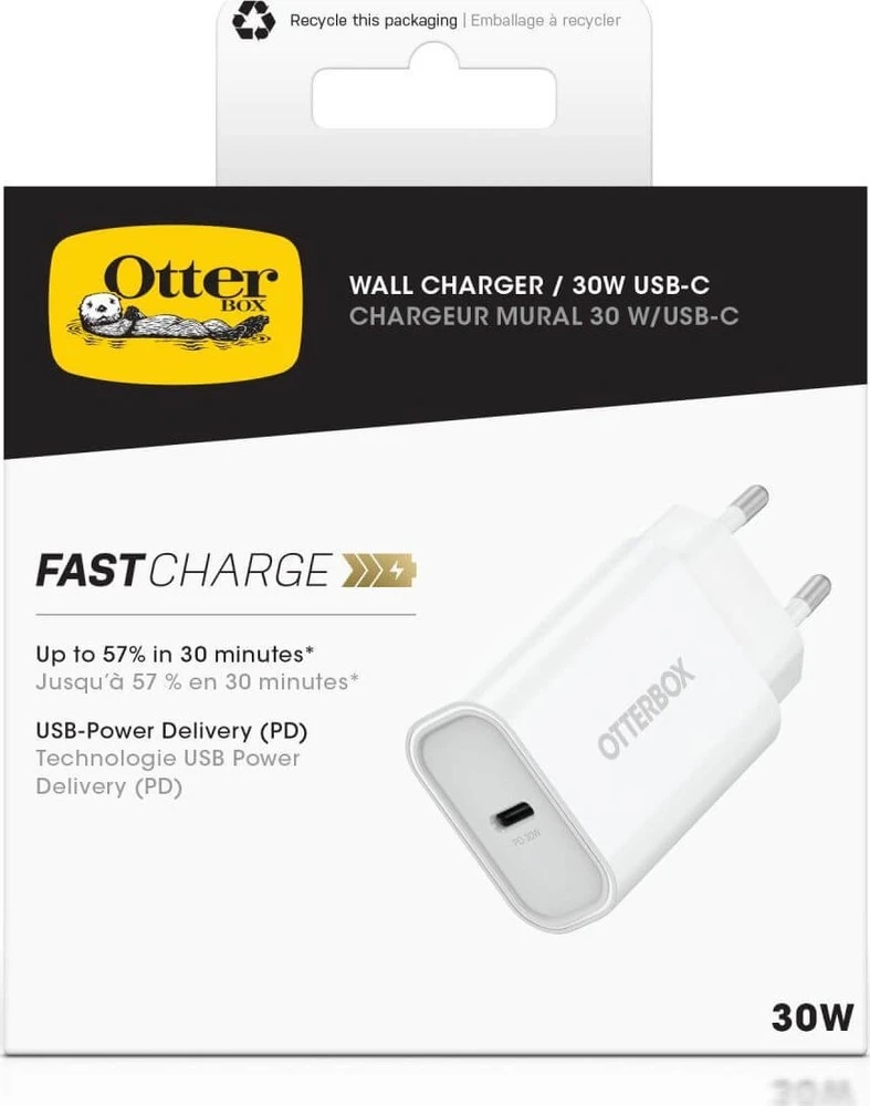 OTTERBOX STANDARTINIS ES SIENINIS ĮKROVIKLIS 30W - 1X USB-C 30W USB-PD Baltas