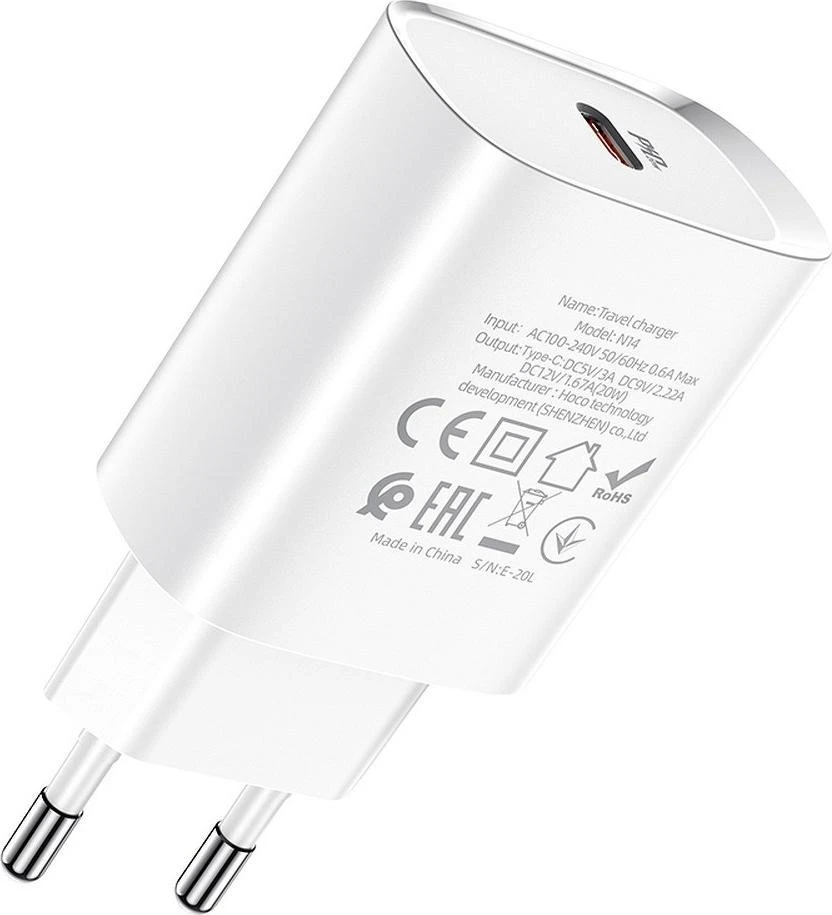 Įkroviklis Hoco N14 20W USB-C baltas