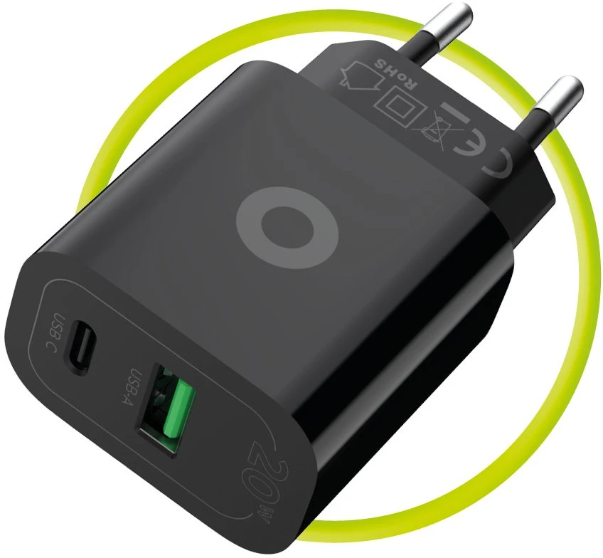 Mobile Origin PD20W laidinis įkroviklis MO12, juodos spalvos 1 USB-A + 1 USB-C