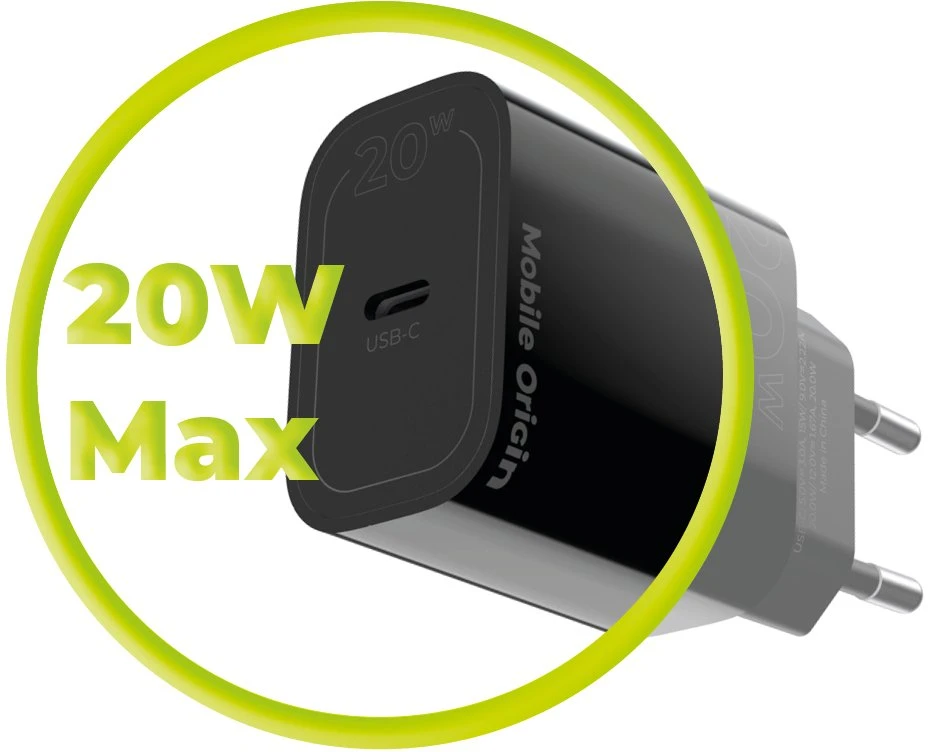 Mobile Origin PD20W laidinis įkroviklisMO11, juodos spalvos, 1 USB-C