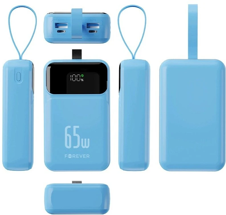 Forever išorinė baterija Vibe-TB65 PD QC 65W 20000 mAh žydra