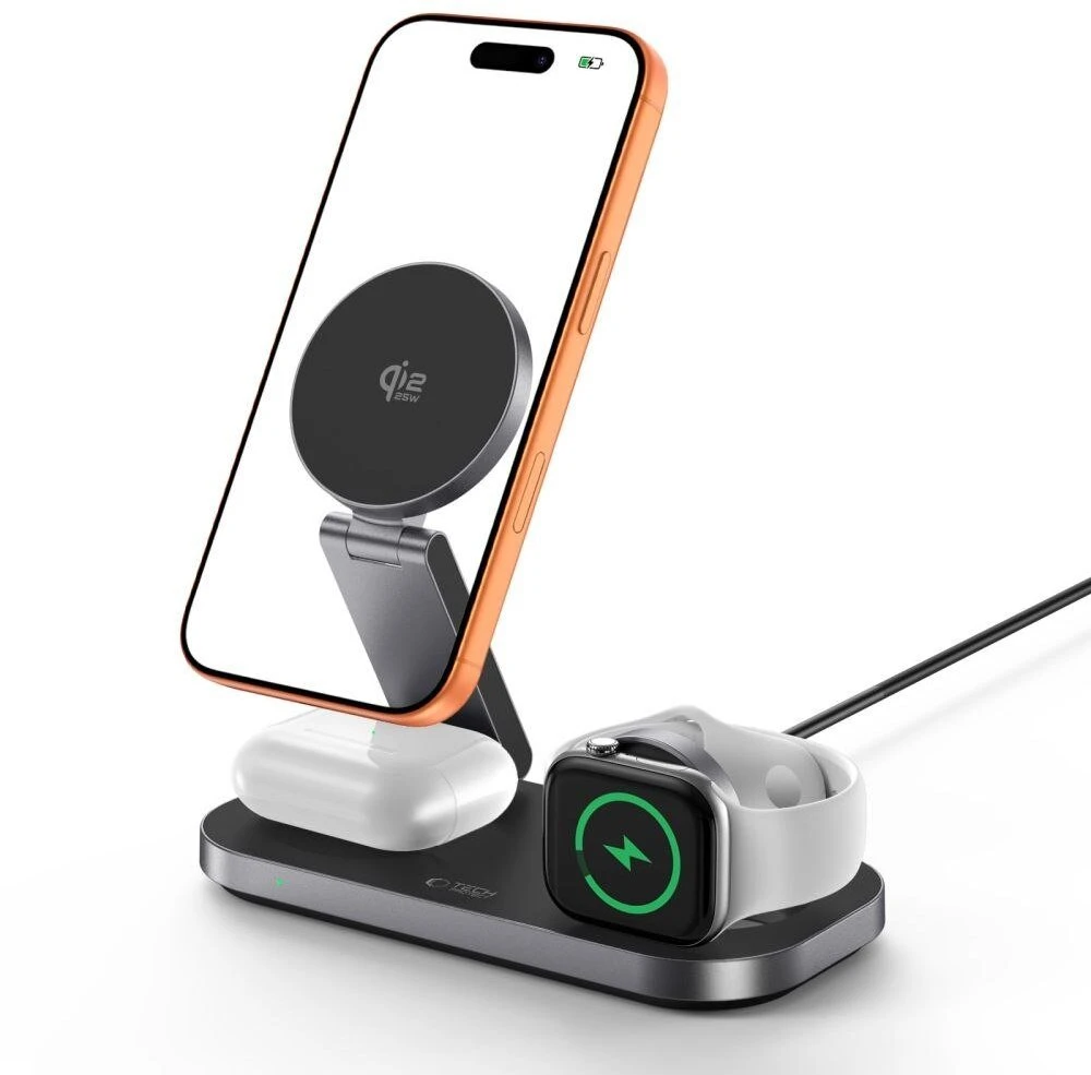 TECH-PROTECT A52 3IN1 MAGNETINIS MAGSAFE BELAIDIS ĮKROVIKLIS 25W QI2.2 Juodas
