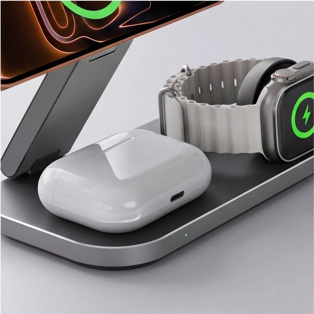 TECH-PROTECT A52 3IN1 MAGNETINIS MAGSAFE BELAIDIS ĮKROVIKLIS 25W QI2.2 Juodas