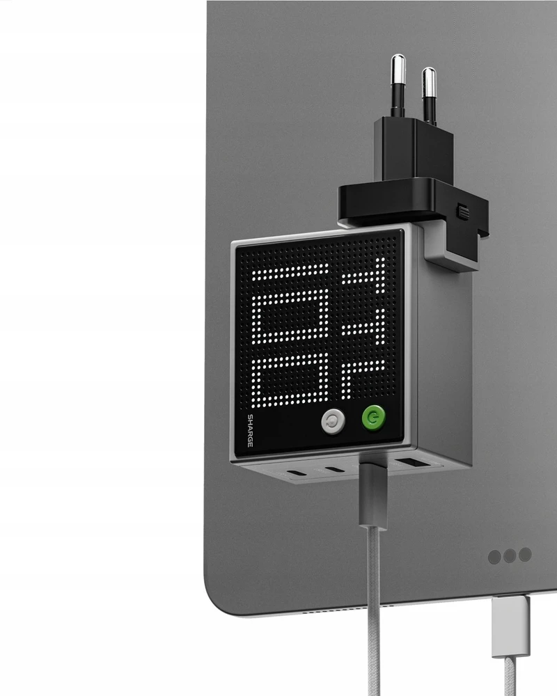 Įkroviklis PowerNeed SHARGE Pixel 100 GaN, 100 W, 3x USB-C, 1x USB-A – pilkas (CDT-SG-100-EUR-DZP-HUI)