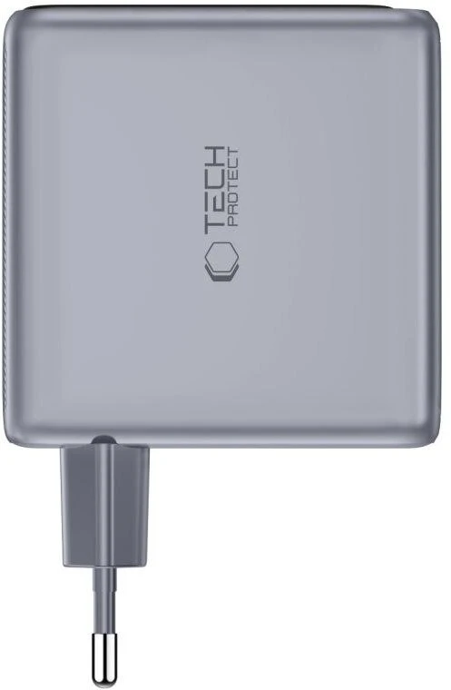 Tech-Protect POWERVISION NC140W-GAN 4 prievadų tinklo įkroviklis PD 140W / QC3.0 tamsiai pilkas