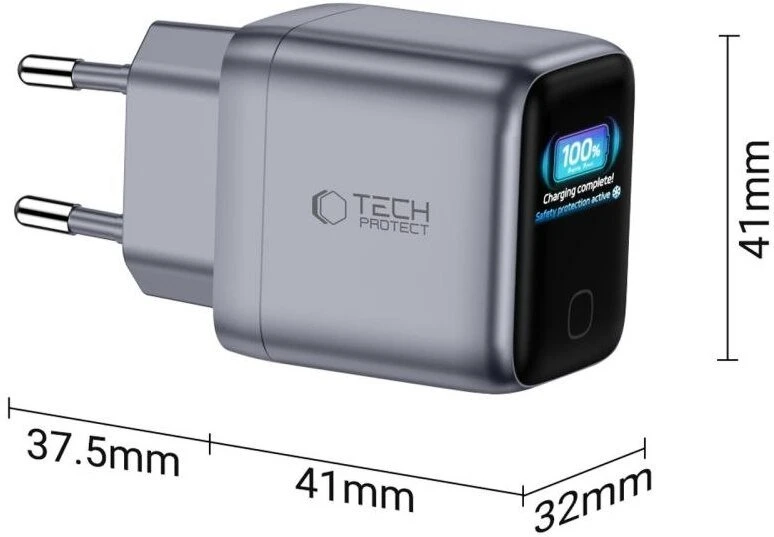 Tech-Protect POWERVISION NC45W-GAN 1 PRIEVADO TINKLO ĮKROVIKLIS PD 45W TAMSIAI PILKAS