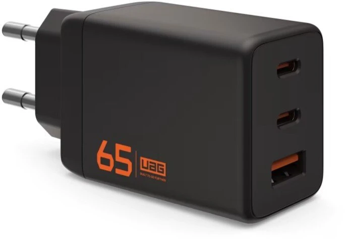 Dėklas PowerNeed UAG SRGE Charger - jungiama į tinklą 65W, 2x USB-C oraz USB-A (juoda)