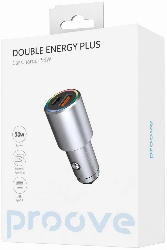PROOVE Automobilinis įkroviklis Double Energy Plus 53W (USB + Type-C) (Proove)