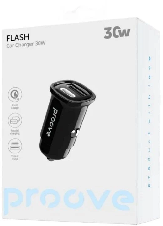 PROOVE Automobilinis įkroviklis Flash 30W (Type-C + USB) (Proove)