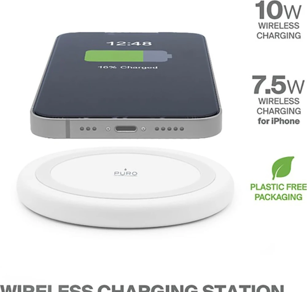 Nezatříděno Puro Elektrik Puro belaidis įkroviklis, skirtas Android, iPhone – baltas