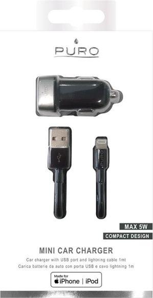 Įkroviklis Puro Mini 1x USB-A 1 A (MCHUSBAPLTCBLK)