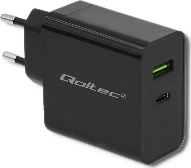 Qoltec 42W įkroviklis su dviguba USB-A ir USB-C jungtimi