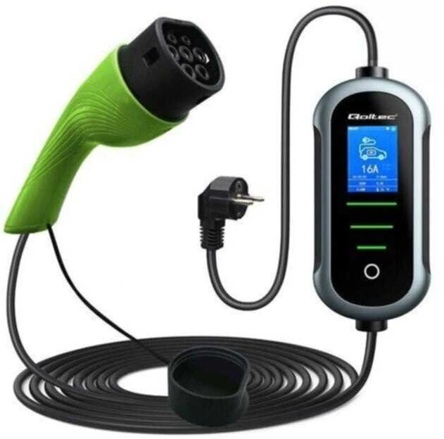 „Qoltec 2in1 Type2“ | 11 kW | 400 V | „Wi-Fi“ | „TUYA“ | „SMART LIFE“ | LCD | Nešiojamas | Sieninis įkroviklis | 5 m