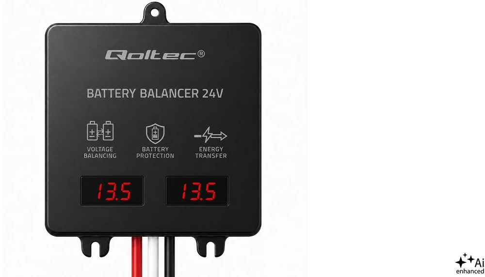 Qoltec Įtampos balansatorius 24V, skirtas 2 x 12V akumuliatoriams | 5A | AGM GEL LiFePO4 | LED
