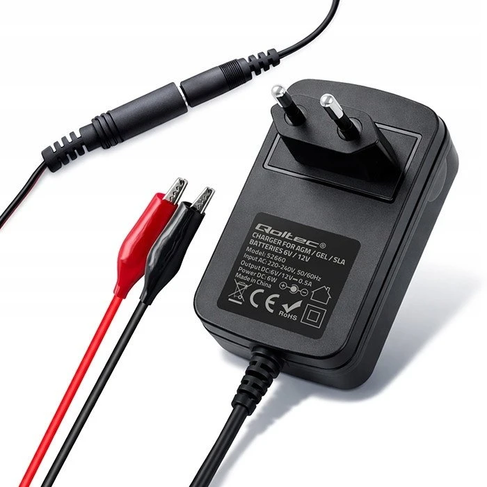 Qoltec Automatinis įkroviklis AGM GEL baterijoms 6V/12V 6W 5.5x2.1 1.8m kabelis
