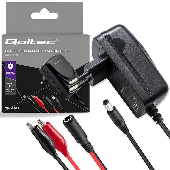 Qoltec Automatinis įkroviklis AGM GEL baterijoms 6V/12V 6W 5.5x2.1 1.8m kabelis