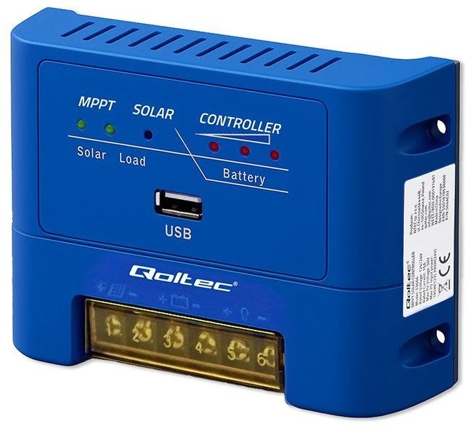 Qoltec MPPT saulės įkrovos valdiklis 15A 12V/24V AGM