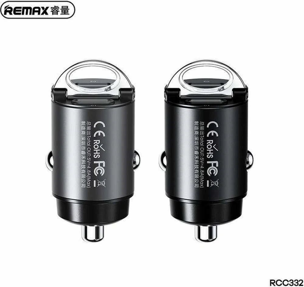 Automobilinis įkroviklis 2x USB-C Remax RCC332, 30W (juodas)
