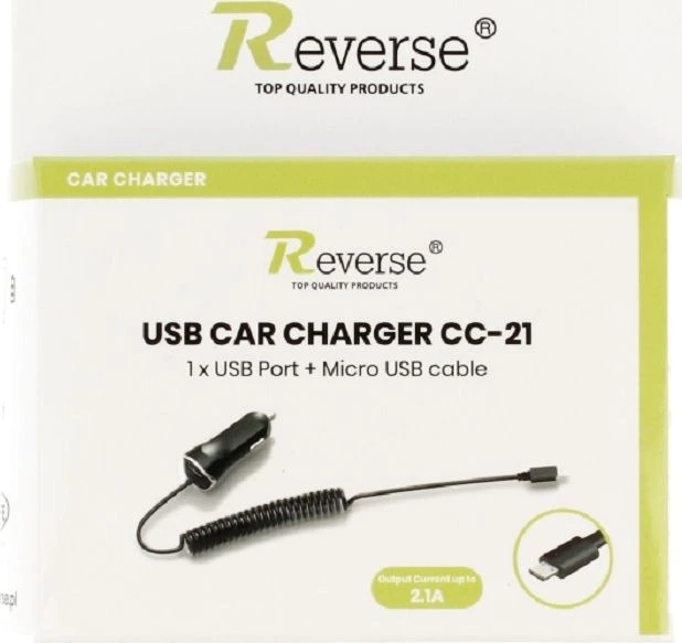 Įkroviklis Revers Įkroviklis samochodowa Reverse CC-21 2,1A MICRO+USB juoda
