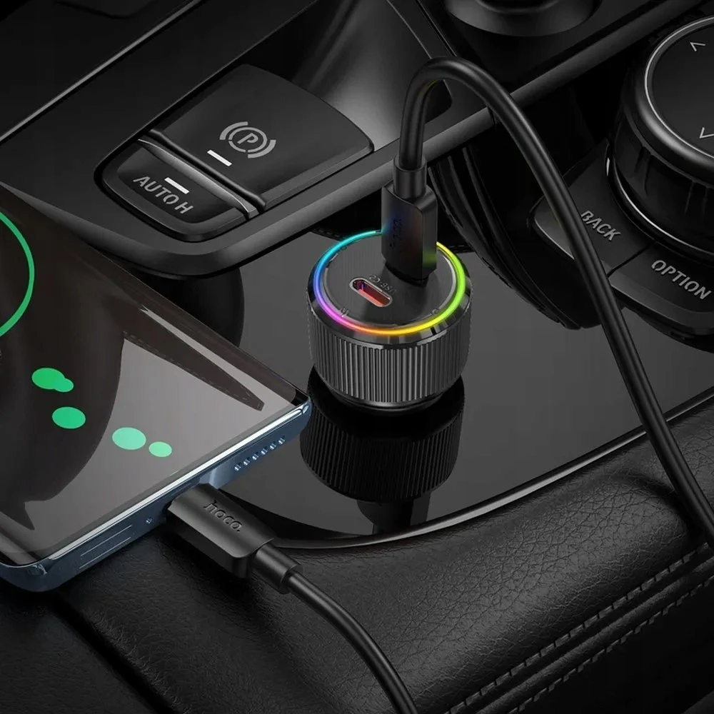 Car charger Hoco 2 x USB C QC PD 50W NZ14B juodas