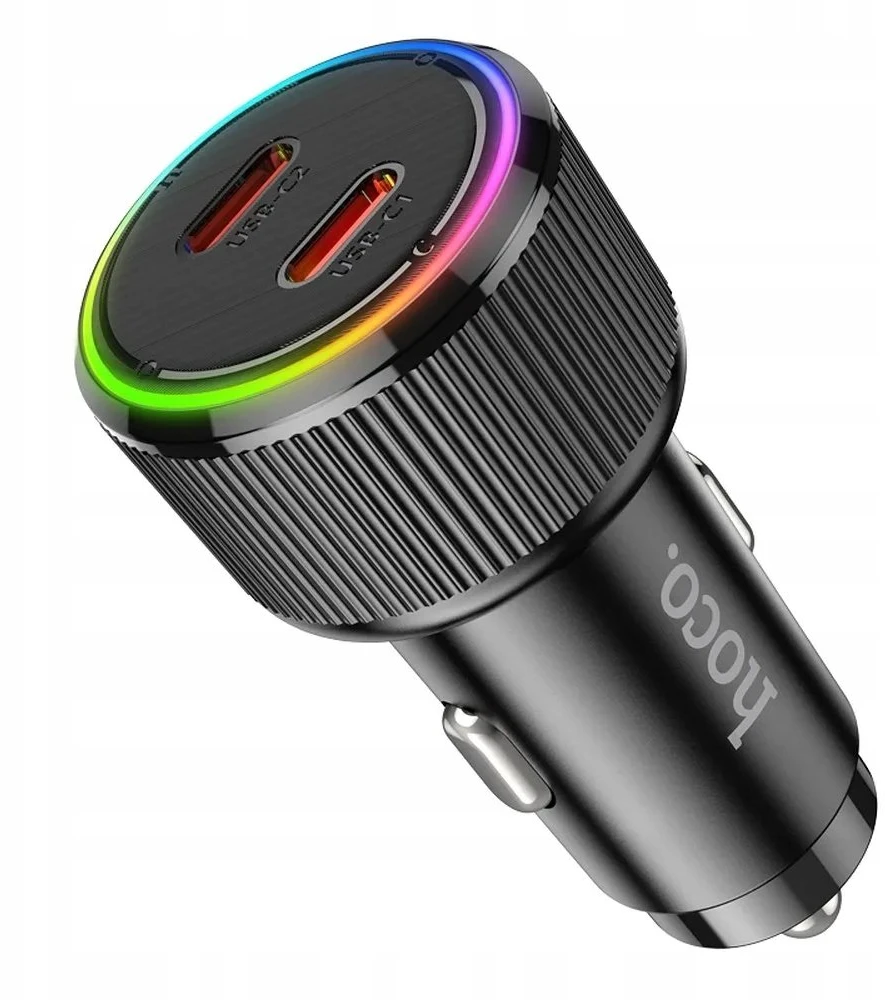 Car charger Hoco 2 x USB C QC PD 50W NZ14B juodas